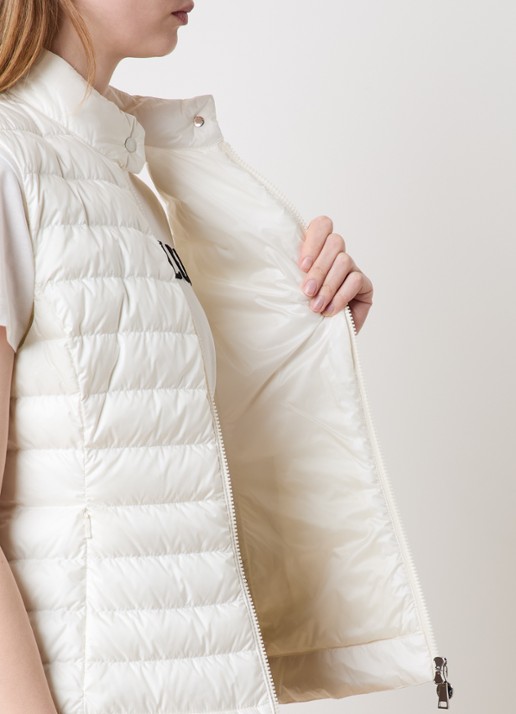 Moncler Igens gewatteerde bodywarmer met donsvulling en logo - detail 3 gebroken wit