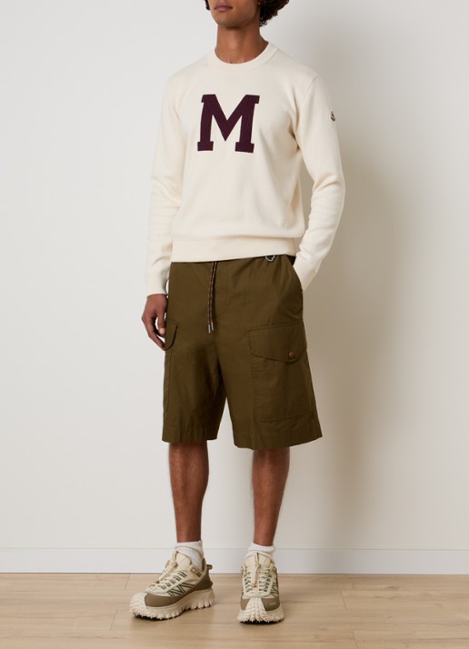 Moncler Intarsia sweater met borduring - voorkant 3 creme
