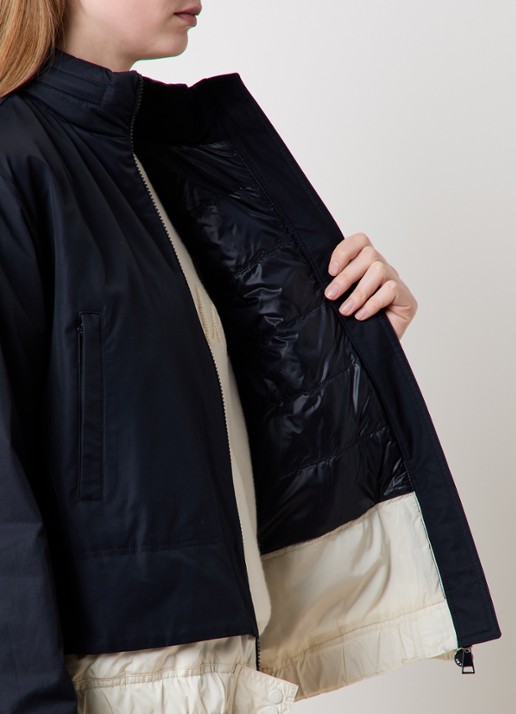 Moncler Janze gewatteerd jack met opbergbare capuchon - detail 5 donkerblauw
