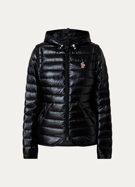 Moncler Karuras puffer jack met donsvulling en capuchon - voorkant zwart