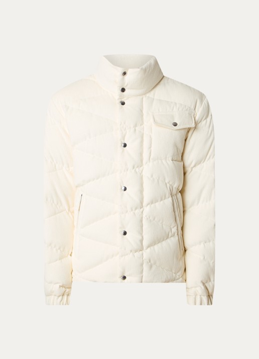 Moncler Kaver puffer jack van corduroy met donsvulling - voorkant gebroken wit