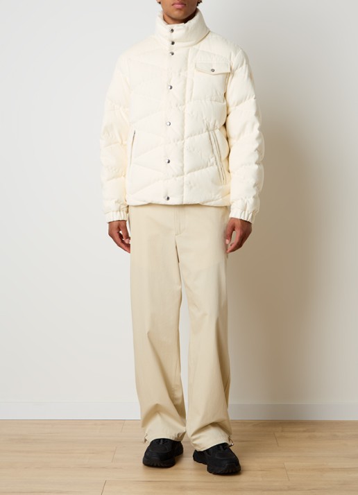 Moncler Kaver puffer jack van corduroy met donsvulling - voorkant 2 gebroken wit