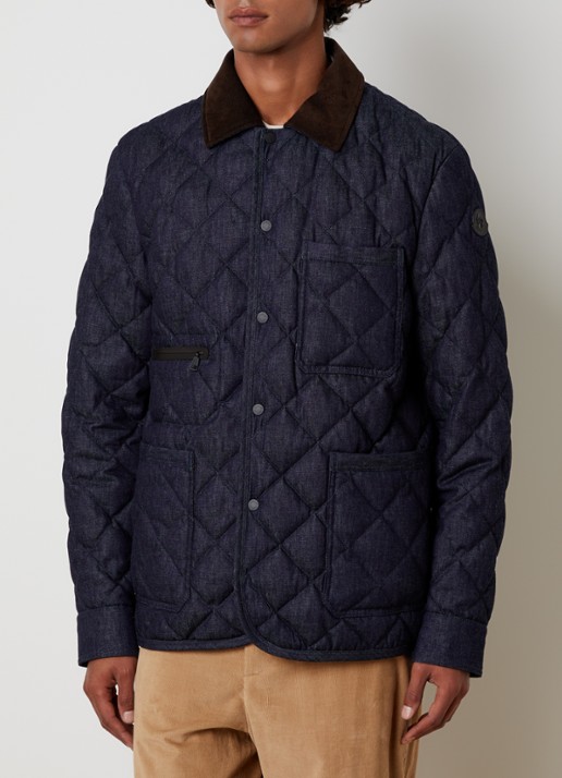 Moncler Kryen gewatteerde jack van denim met donsvulling en quilt patroon