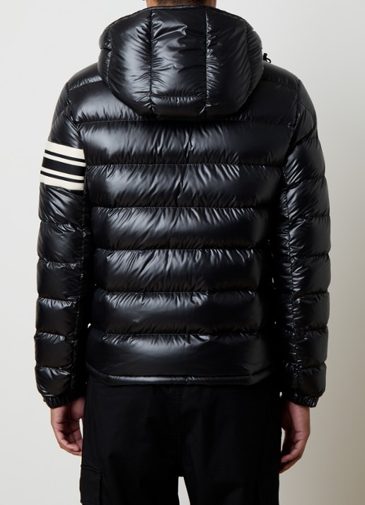 Moncler Landre puffer jack met donsvulling en afneembare capuchon - achterkant 6 zwart