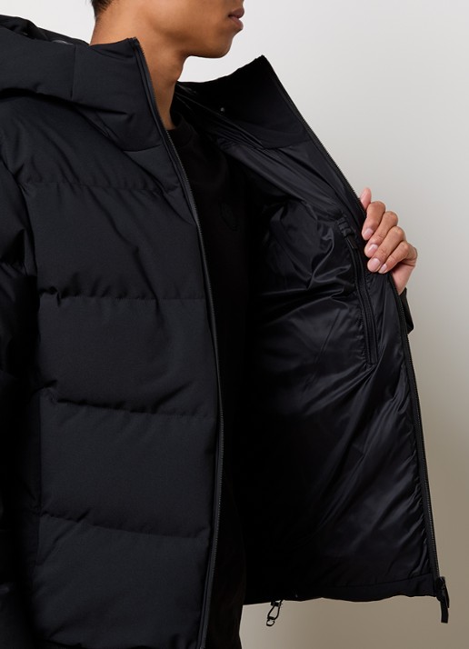 Moncler Languedoc puffer jack met donsvulling en capuchon - detail 3 zwart