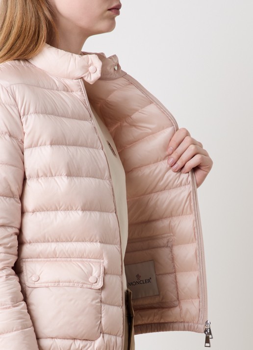 Moncler Lans gewatteerd jack met donsvulling en logoborduring - detail 3 roze
