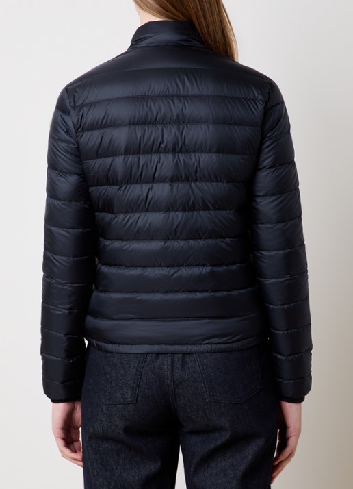 Moncler Lans gewatteerd jack met donsvulling en logoborduring - achterkant donkerblauw
