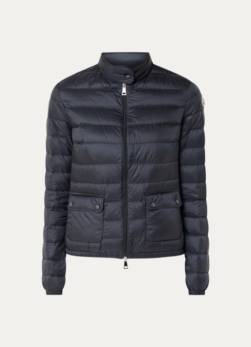 Moncler Lans gewatteerd jack met donsvulling en logoborduring - voorkant 5 donkerblauw