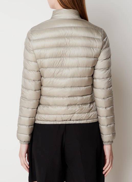 Moncler Lans gewatteerd jack met donsvulling met logoborduring - achterkant 4 donkerbeige