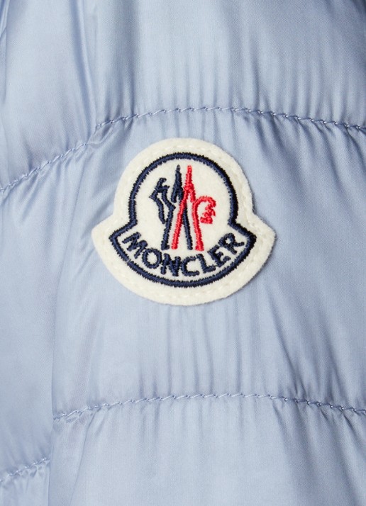 Moncler Lans gewatteerd jack met donsvulling met logoborduring - detail 4 staalblauw