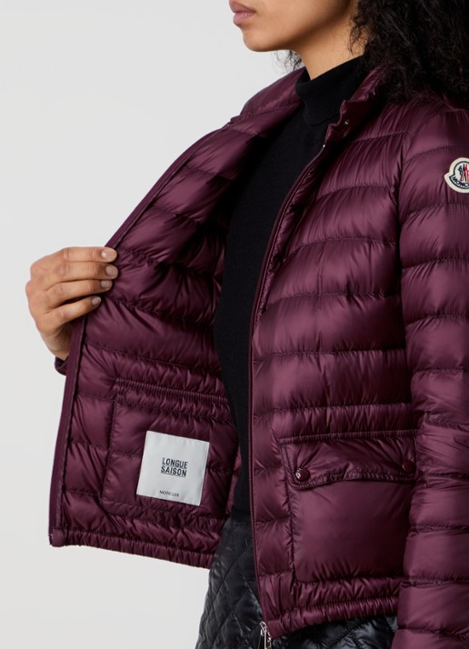 Moncler Lans gewatteerde jas met donsvulling en klepzakken - detail 4 bordeauxrood