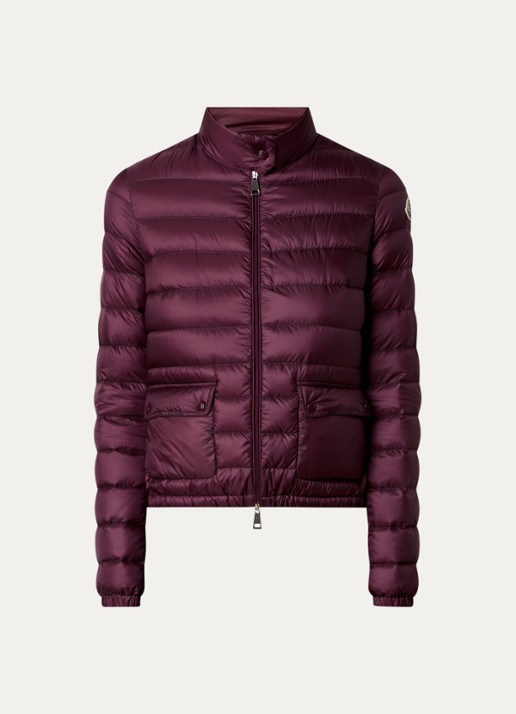 Moncler Lans gewatteerde jas met donsvulling en klepzakken - voorkant 8 bordeauxrood