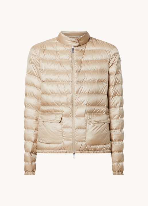 Moncler Lans puffer jack met donsvulling en klepzakken - voorkant 4 beige