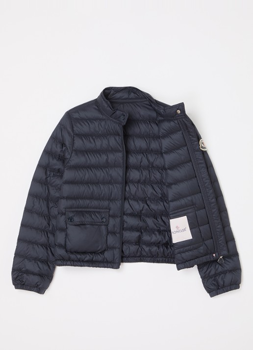 Moncler Lans puffer jack met donsvulling - voorkant 2 donkerblauw