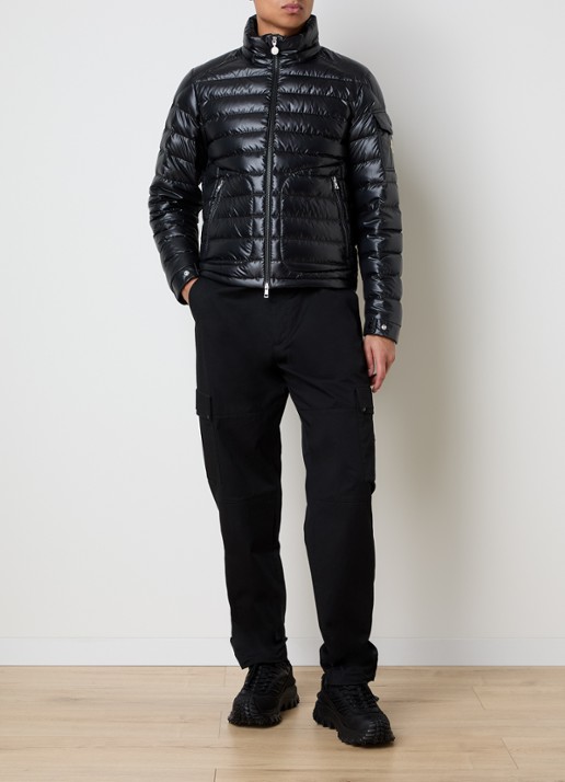 Moncler Lauros gewatteerd jack met donsvulling en afneembare capucon - voorkant 2 zwart