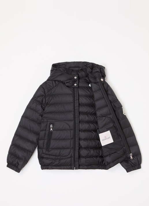 Moncler Lauros gewatteerde jas met donsvulling en afneembare capuchon - voorkant 3 zwart