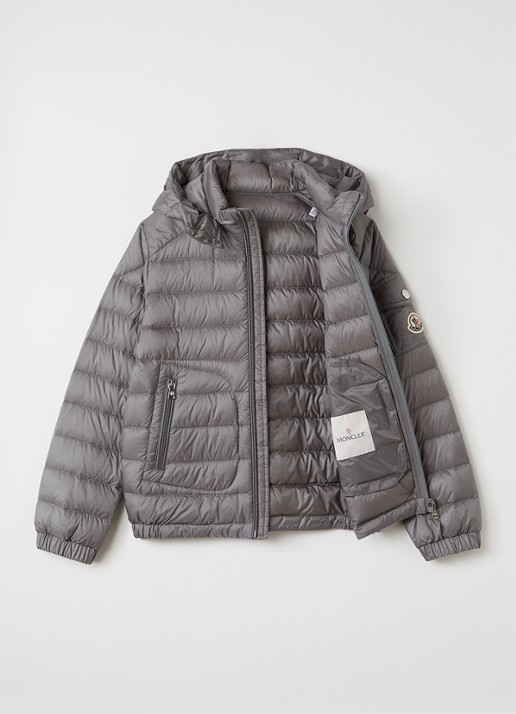 Moncler Lauros puffer jack met capuchon - voorkant 2 grijs