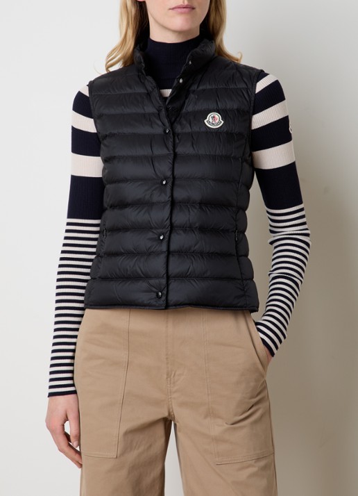 Moncler Liane gewatteerde bodywarmer met donsvulling en logo - detail 4 zwart