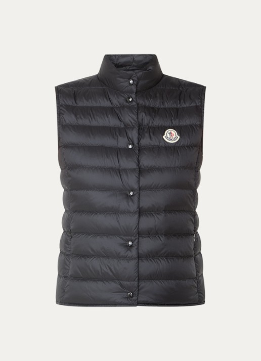 Moncler Liane gewatteerde bodywarmer met donsvulling en logo - voorkant 2 zwart