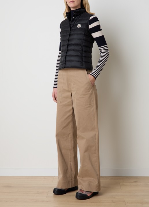 Moncler Liane gewatteerde bodywarmer met donsvulling en logo - voorkant 3 zwart