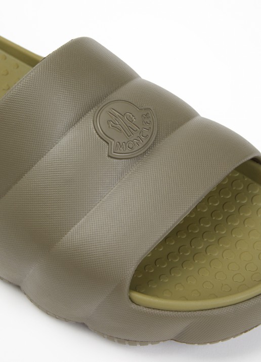 Moncler Lilo slipper met logo - detail 6 bronsgroen