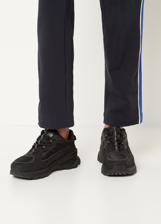 Moncler Lite Runner sneaker met leren details - voorkant 7 zwart