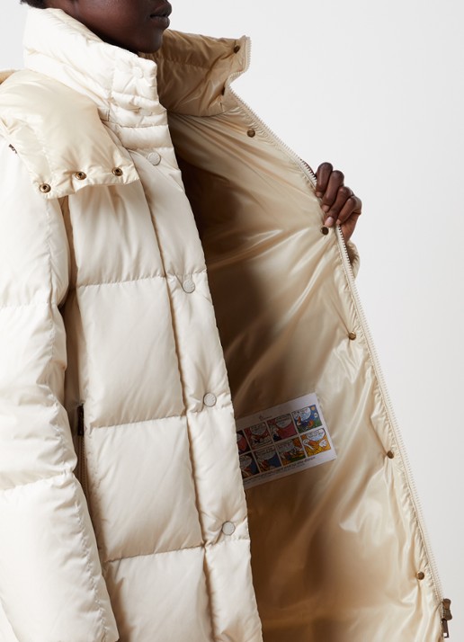 Moncler Litte puffer jack met donsvulling en ritszakken - detail 5 creme