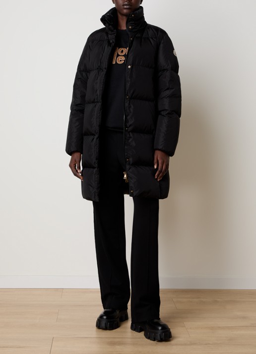 Moncler Litte puffer jas met donsvulling en afneembare capuchon - voorkant 3 zwart