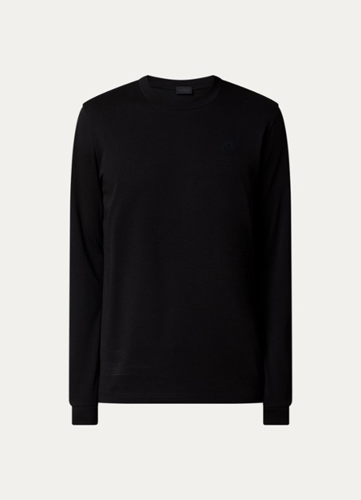 Moncler Longsleeve met logo- en backprint  - voorkant 2 zwart