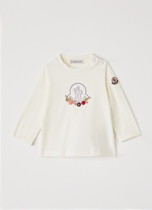 Moncler Longsleeve met logoprint - voorkant 2 gebroken wit