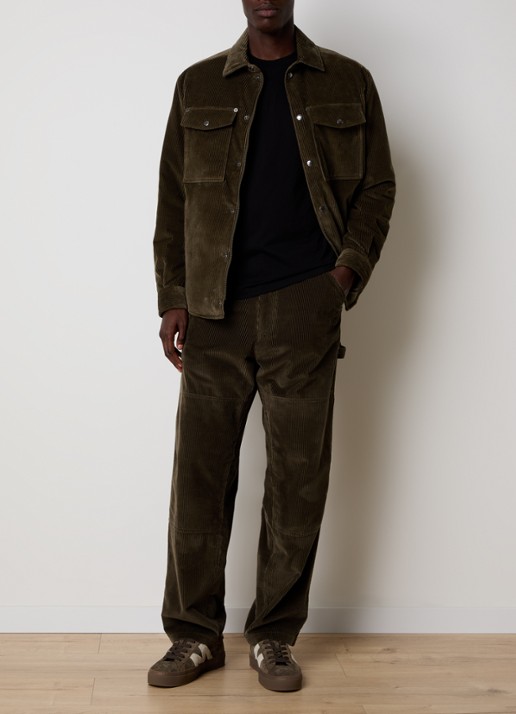 Moncler Loose fit cargobroek van corduroy met steekzakken  - voorkant 6 bronsgroen