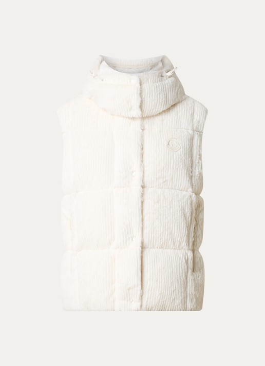 Moncler Luzule gewatteerde bodywarmer met donsvulling en logo - voorkant gebroken wit