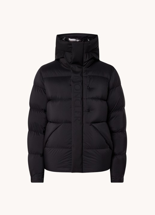 Moncler Madeira puffer jack met donsvulling en logo - voorkant zwart