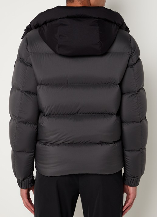 Moncler Madeira puffer jack met donsvulling en logo - achterkant 3 lichtgrijs