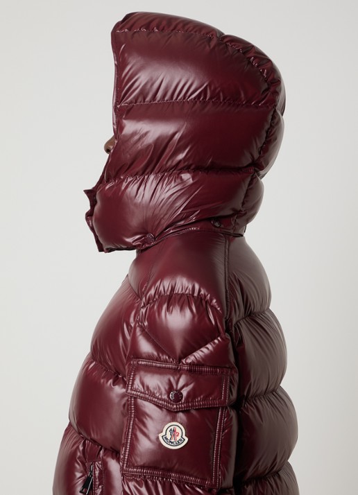 Moncler Maire puffer jack met donsvulling en afneembare capuchon - detail 2 bordeauxrood