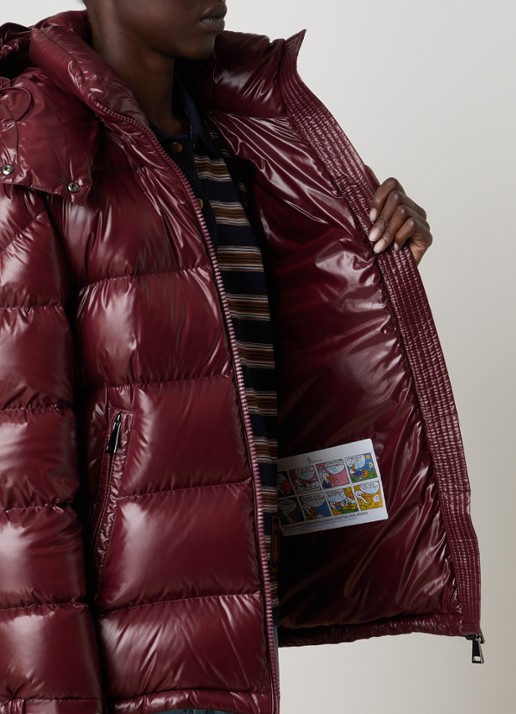 Moncler Maire puffer jack met donsvulling en afneembare capuchon - detail 3 bordeauxrood