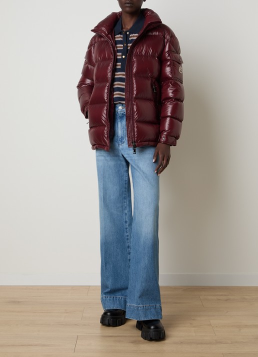 Moncler Maire puffer jack met donsvulling en afneembare capuchon - voorkant 5 bordeauxrood