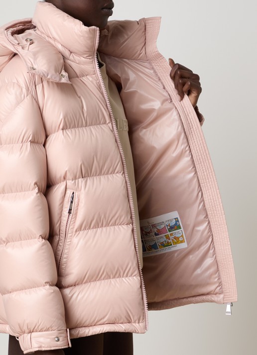 Moncler Maire puffer jack met donsvulling en afneembare capuchon - detail 5 lichtroze