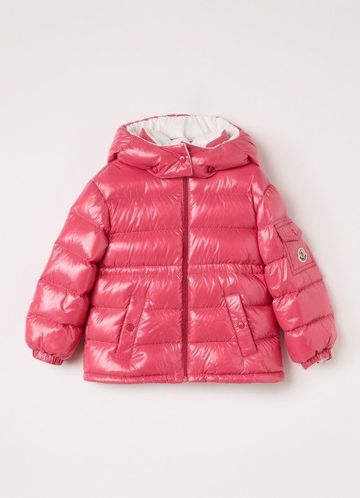 Moncler Maire puffer jack met donsvulling  - voorkant 3 koraalrood