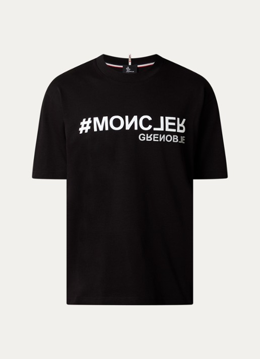 Moncler Manica Corta T-shirt met logo - voorkant 4 zwart