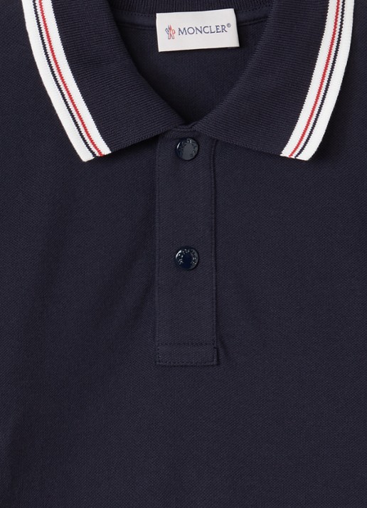 Moncler Maniche polo van piqué katoen met logo - detail donkerblauw