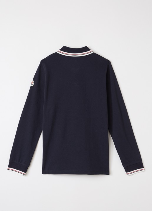 Moncler Maniche polo van piqué katoen met logo - voorkant 3 donkerblauw
