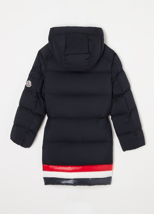 Moncler Marat longline puffer jas met donsvulling en capuchon - achterkant blauw
