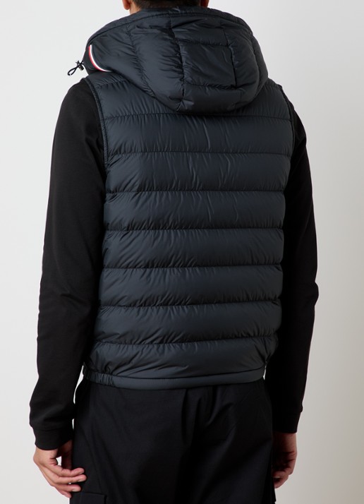 Moncler Marseillan gewatteerde bodywarmer met donsvulling en logo - achterkant zwart
