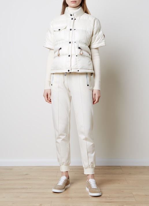 Moncler Mauduit puffer jack met donsvulling en capuchon - voorkant 4 creme