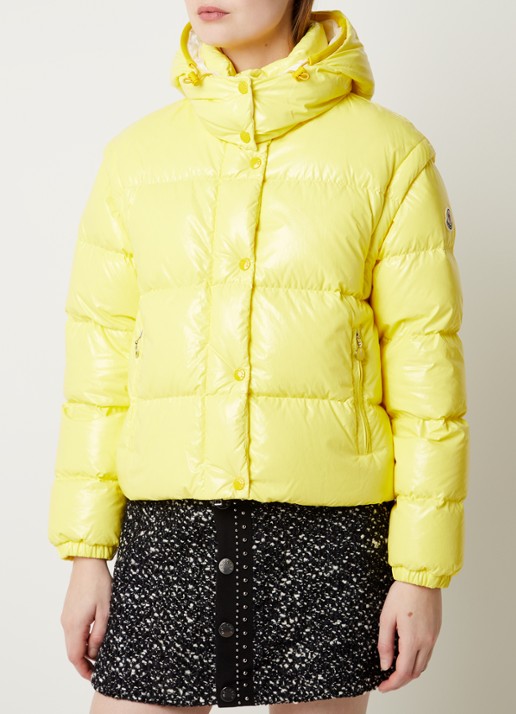 Moncler Mauleon puffer jack met donsvulling en afneembare mouwen - detail citroengeel