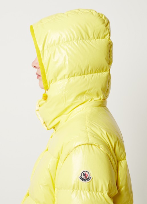 Moncler Mauleon puffer jack met donsvulling en afneembare mouwen - detail 2 citroengeel