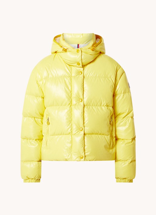 Moncler Mauleon puffer jack met donsvulling en afneembare mouwen - voorkant 4 citroengeel