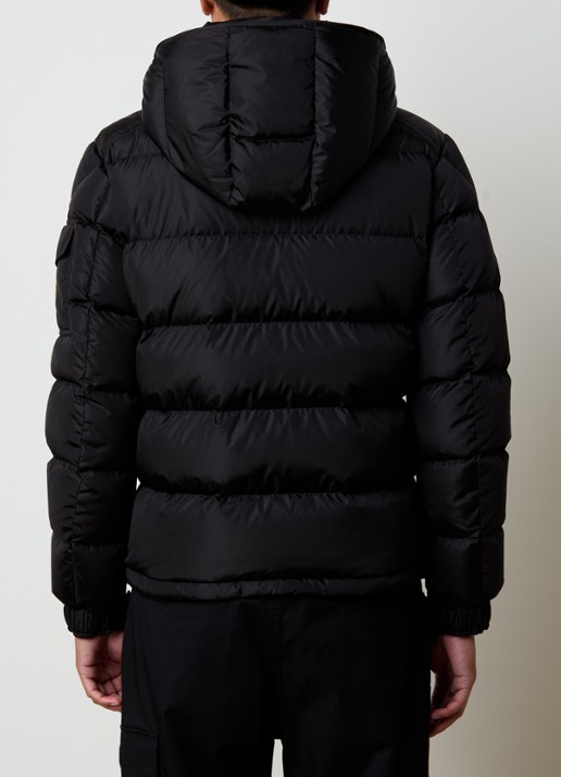 Moncler Maya puffer jack met donsvulling en afneembare capuchon - achterkant zwart