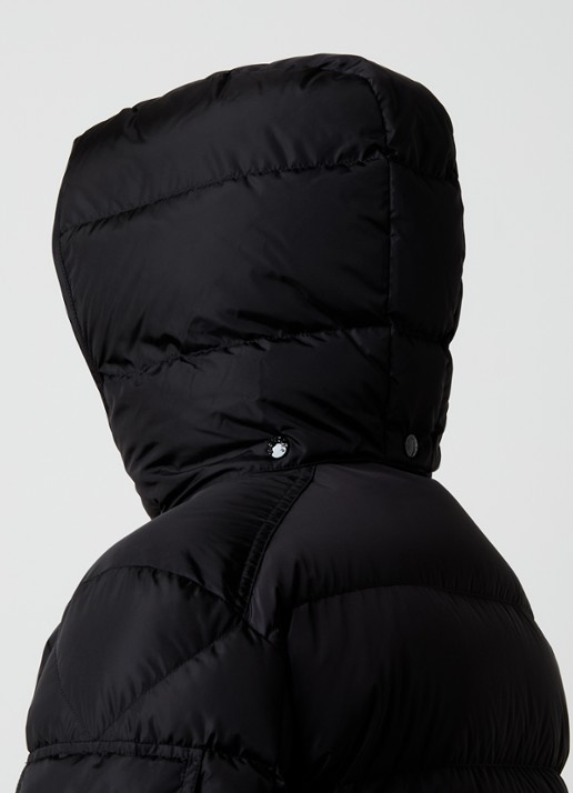 Moncler Maya puffer jack met donsvulling en afneembare capuchon - detail 4 zwart